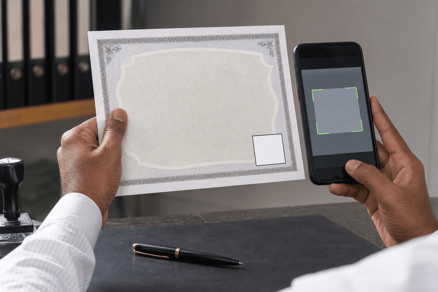 Verifying a digital certificate with QR on a phone
