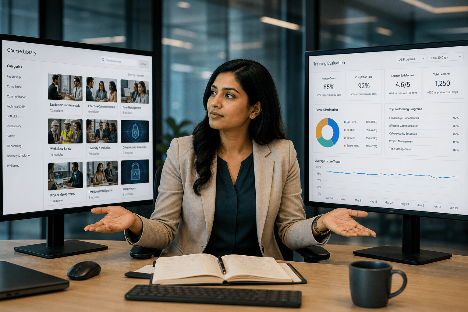 Learning management system and training evaluation