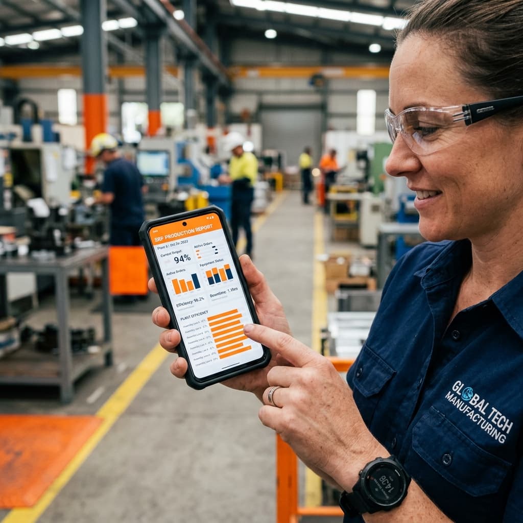 ERP product imagery representing integrated manufacturing operations
