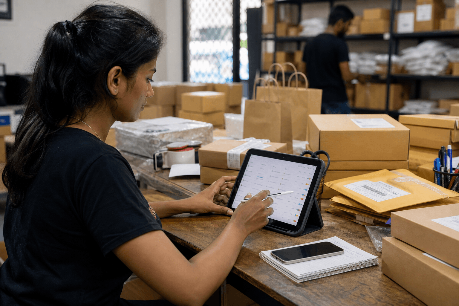 Fulfilment desk managing multi-channel ecommerce orders